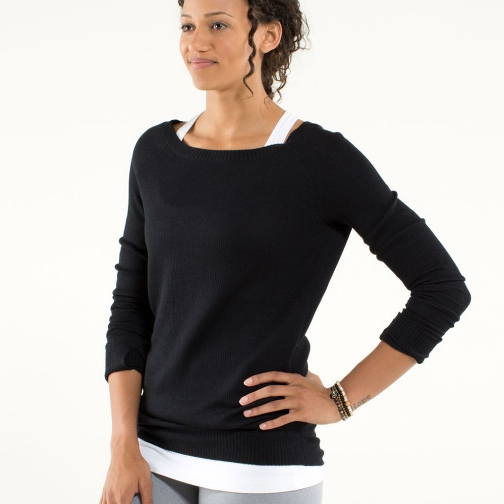 🌷 Lululemon Chai Time Pullover II Black / Heather Deep Coal Size 10